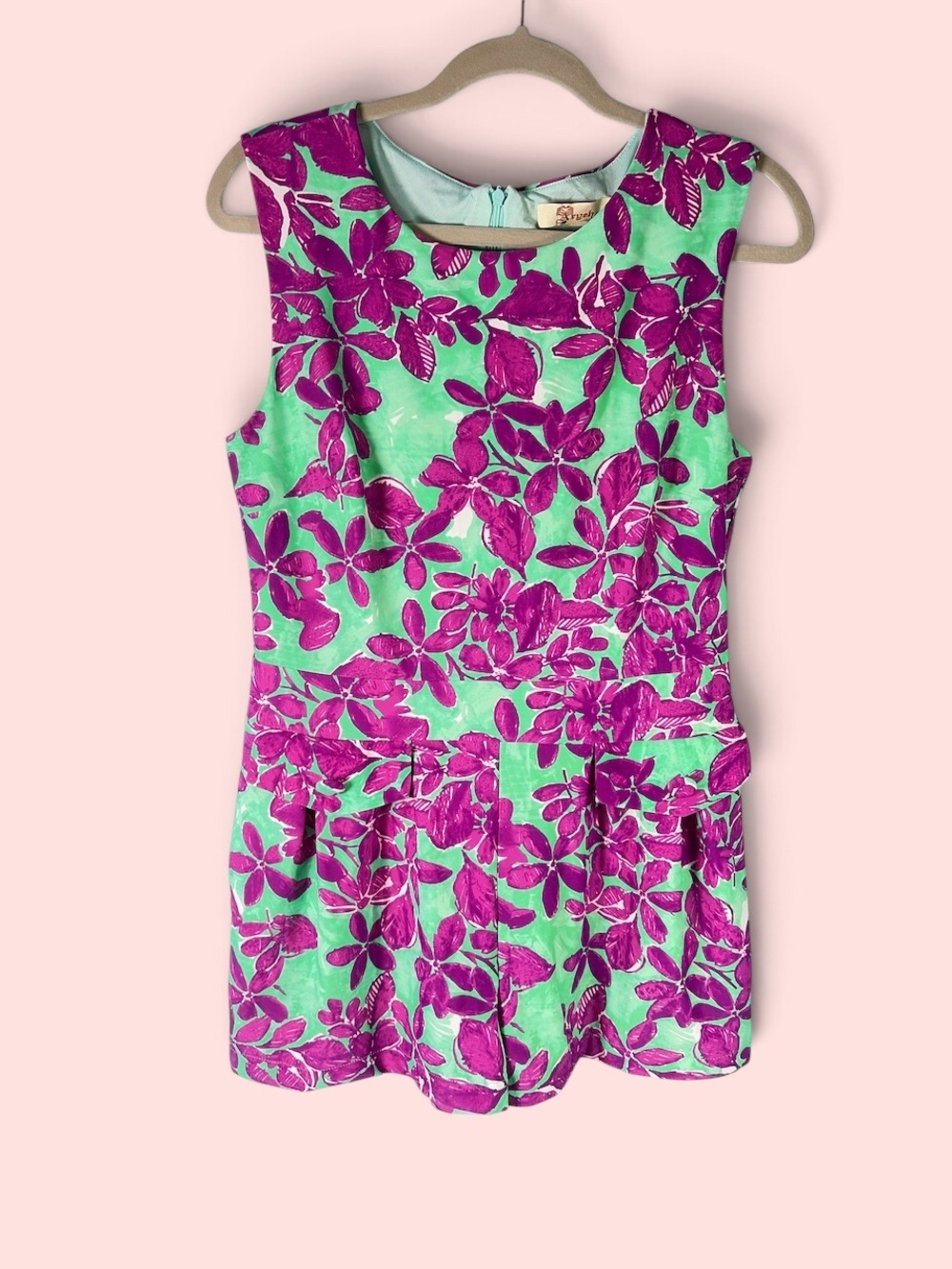 Aryeh Women Floral Fit & Flare Skater Romper Mint Sleeveless Sz M - Picture 2 of 14